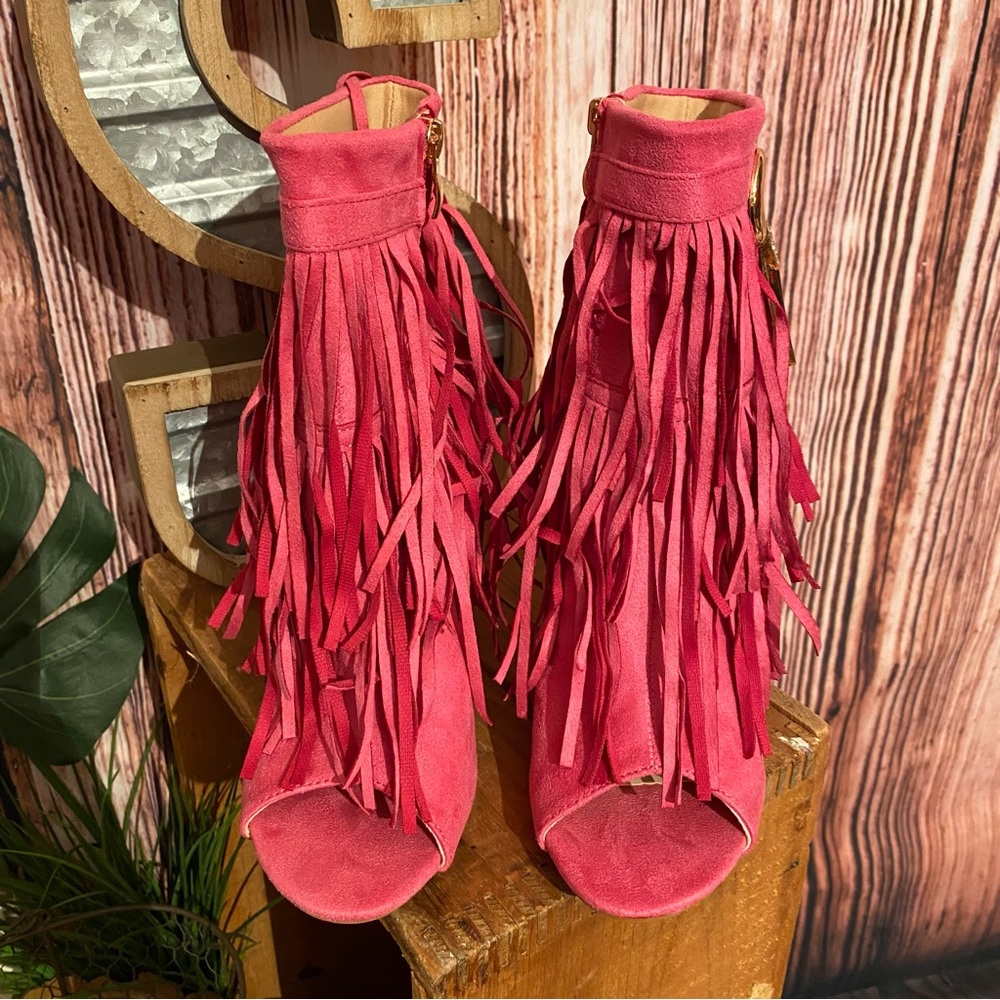 Fuschia Fringe Ankle Bootie - Picture 5 of 15